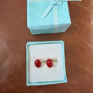 Chic Red Oval Pierced Earrings